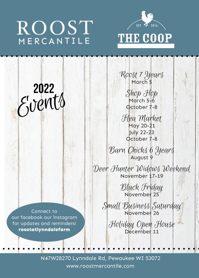 Roost Mercantile 2022 Events